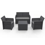 Salon de jardin en rsine 4 places avec table basse gris