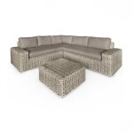 Salon de jardin en rsine effet rotin tress gris 7 places