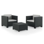 Salon de jardin en rsine recycle 2 places graphite