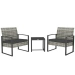 Salon de jardin table basse verre tremp rsine tresse gris clair