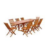 Salon de jardin teck huilé 8 personnes - table rectangle + 8 chaises Salon de jardin teck huilé 8 personnes - table rectangle + 8 chaises