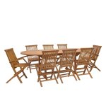 Salon de jardin en teck huil massif extensible 8 / 10 pers.