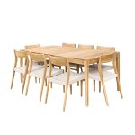 Salon de jardin en teck massif et cordage beige 8 pers. Salon de jardin en teck massif et cordage beige 8 pers.