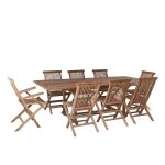 Salon de jardin en teck massif extensible 8 / 10 pers.