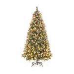 Sapin de noël 909 branches articulées baies et pommes de pin 195cm Sapin de noël 909 branches articulées baies et pommes de pin 195cm