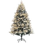 Sapin de noël artificiel 180 cm floqué enneigé avec leds acier vert Sapin de noël artificiel 180 cm floqué enneigé avec leds acier vert