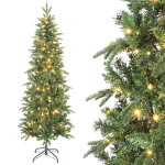Sapin de no�l slim 180h cm 200 lumi�res 605 branches plastiques vert