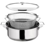 Sauteuse 24 cm rev�tue en c�ramique, couvercle et panier de cuisson p