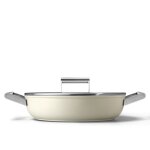 Sauteuse 28cm crme avec couvercle smeg