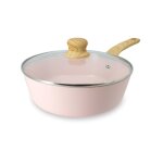Sauteuse en revtement cramique 24cm rose - tous feux