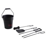 Seau en mtal noir avec 4 accessoires