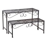Sellettes porte - plantes en métal vieilli (lot de 2) Sellettes porte - plantes en métal vieilli (lot de 2)