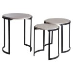 Sellettes rondes en mtal et manguier (lot de 3) noir