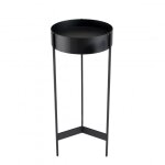 Sellette ronde / porte plante mm noire pitement mtal