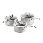 Série de 3 casseroles 16 cm, 18 cm et 20 cm avec couvercle argent Série de 3 casseroles 16 cm, 18 cm et 20 cm avec couvercle argent