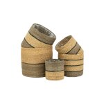 Srie de 5 cache - pots en jute naturelle et brun forme droite avec do