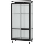 Serre de balcon en polycarbonate 4 mm et aluminium sur roulettes poli Serre de balcon en polycarbonate 4 mm et aluminium sur roulettes poli