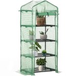 Serre de jardin tagres 4 niveaux pe et acier vert
