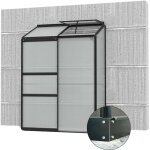 Serre de jardin en polycarbonate 4 mm et aluminium noir avec embase id