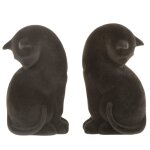 Serre - livres chat en r�sine velours noir