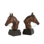 Serre - livre cheval résine marron h29cm - lot de 2 Serre - livre cheval résine marron h29cm - lot de 2