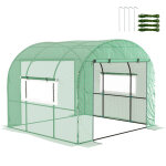 Serre tunnel de jardin 6m 2 portes fentres pe haute densit vert