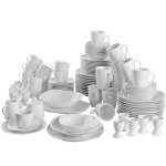Service de 100 pièces en porcelaine émaillée pour 12 personnes Service de 100 pièces en porcelaine émaillée pour 12 personnes
