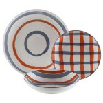 Service de 18 assiettes en porcelaine : plates, creuses et  dessert