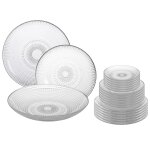 Service de 18 assiettes en verre: plates, creuses et  dessert