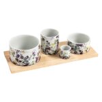 Service apritif 4 pices multicolore en porcelaine