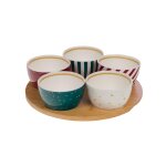 Service ap�ritif 5 bols multicolore en porcelaine