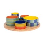 Service apéritif 6 pièces 31cm multicolores en porcelaine Service apéritif 6 pièces 31cm multicolores en porcelaine