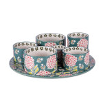 Service apéritif 6 pièces multicolore en porcelaine Service apéritif 6 pièces multicolore en porcelaine