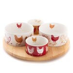 Service apéritif tournant 4 bols multicolore en porcelaine Service apéritif tournant 4 bols multicolore en porcelaine