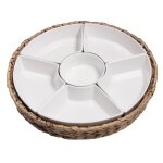 Service apéritif tressé 7 pièces 36 cm blanc en porcelaine Service apéritif tressé 7 pièces 36 cm blanc en porcelaine