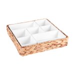 Service apéritif tressé 8 pièces carré blanc en porcelaine Service apéritif tressé 8 pièces carré blanc en porcelaine