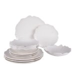 Service d'assiettes 12 pices blanches en porcelaine