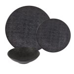 Service d'assiettes 12 pièces noir en grès Service d'assiettes 12 pièces noir en grès