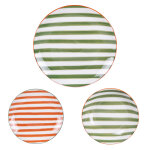 Service d'assiettes 18 pices vert et orange multicolore en
