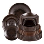 Service d'assiettes 24 pièces marron en grès Service d'assiettes 24 pièces marron en grès