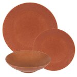 Service d'assiettes terra 18 pices rouge en grs