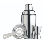 Service de cocktails 3pcs en acier inoxydable argenté Service de cocktails 3pcs en acier inoxydable argenté
