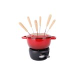 Service à fondue en fonte, rouge, d 18 cm Service à fondue en fonte, rouge, d 18 cm