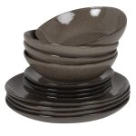 Service de table 12 pices en cramique vert kaki