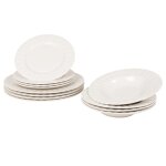 Service de table 12 pices en porcelaine blanche