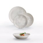 Service de table 18 pcs en verre, effet marbré gris Service de table 18 pcs en verre, effet marbré gris