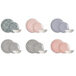 Service de table 18 pices, grs, multicolore