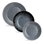Service de table 18 pices en verre noir