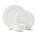 Service de table en porcelaine egret 12 pices, blanc