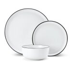 Service de table en porcelaine limestone 12 pices, blanc